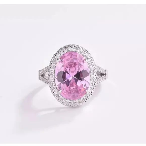 NEW Silver Romantic Pink Diamond Ring - Picture 2 of 6